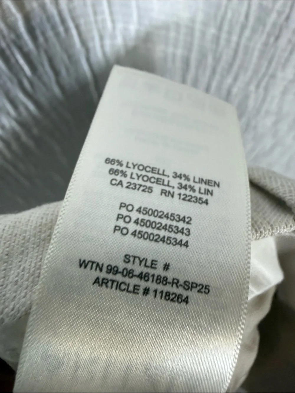 Aritzia Effortless Linen blend pant full length ecru pleated waist 6 nwt